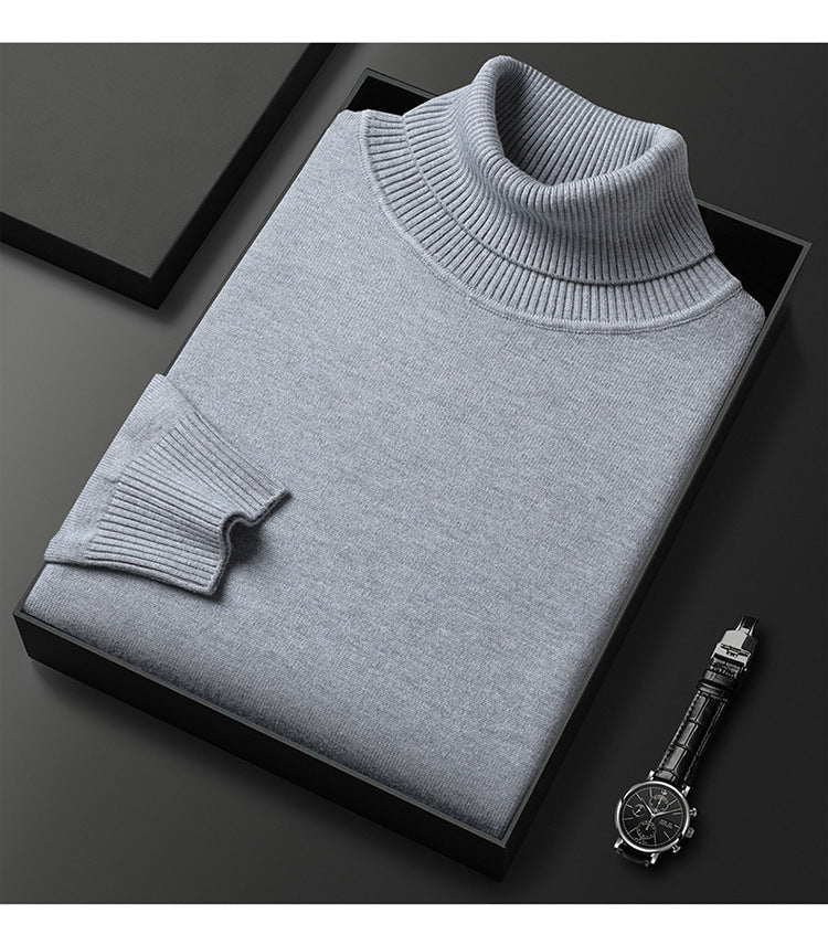 High Neck Men's Solid Color Cashmere men's sweater