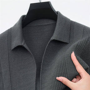 Men's Lapel Knitted Long Sleeve Coat