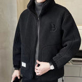 Men's Faux Fleece Thick Jacket jacket So-Comfy Black L(50-57.5KG) 