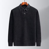 Men's fluff-lined sweater with shirt collar