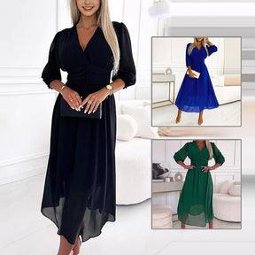 ✨Lightweight chiffon women's dress with a V-neck