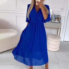 ✨Lightweight chiffon women's dress with a V-neck