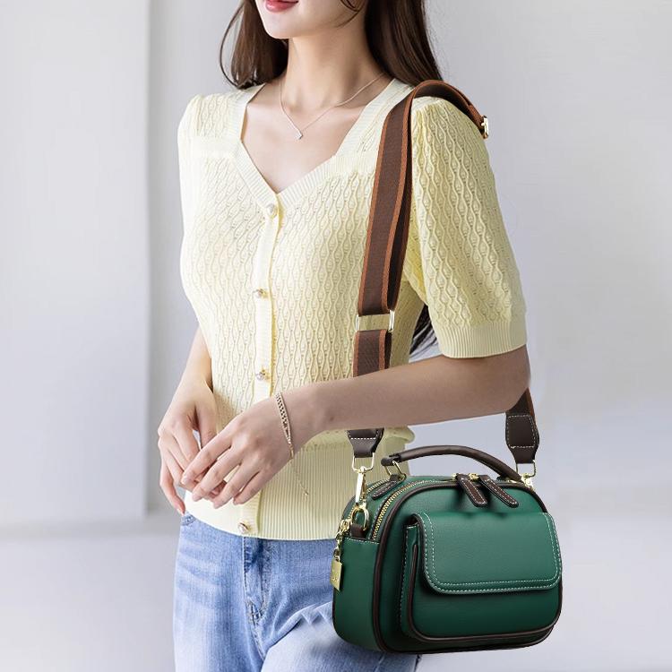 👜 Elegant Double Layer Wide Strap Crossbody Handbag