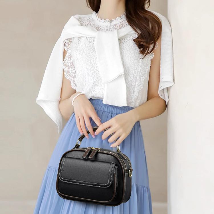 👜 Elegant Double Layer Wide Strap Crossbody Handbag