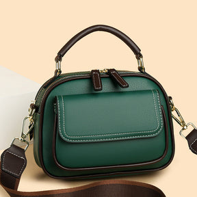 👜 Elegant Double Layer Wide Strap Crossbody Handbag