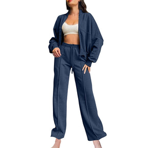 Long Sleeve Zip Up Zipper Jacket Sweatpants 2 Piece Set