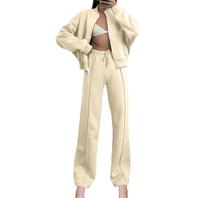 Long Sleeve Zip Up Zipper Jacket Sweatpants 2 Piece Set