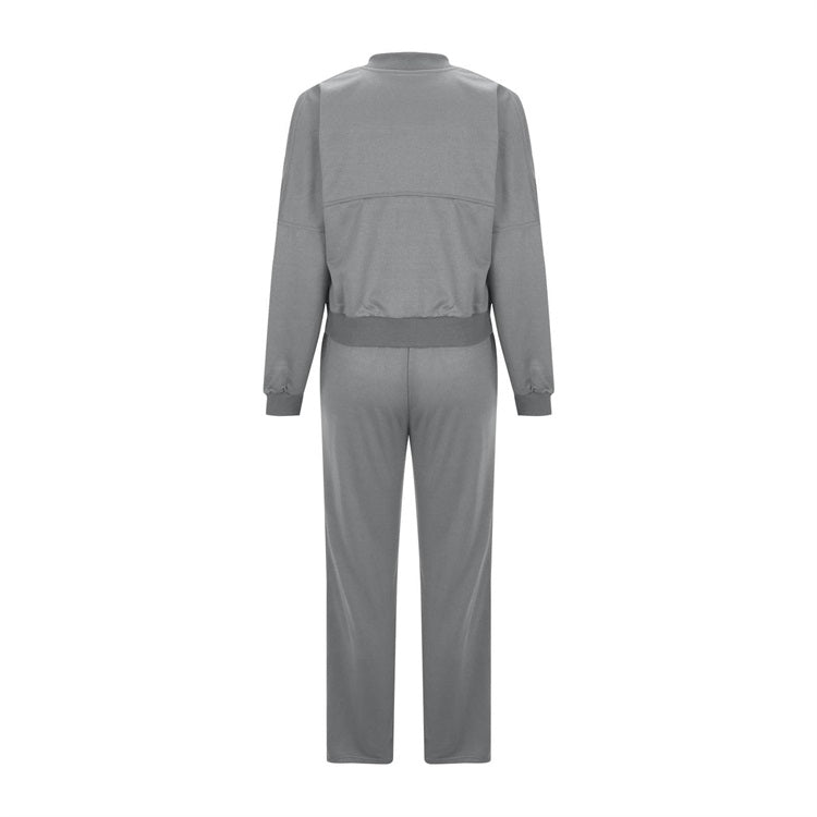 Long Sleeve Zip Up Zipper Jacket Sweatpants 2 Piece Set