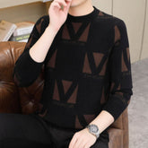 Men's Thickened Round Neck Print Sweater