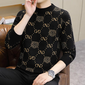 Men's Thickened Round Neck Print Sweater