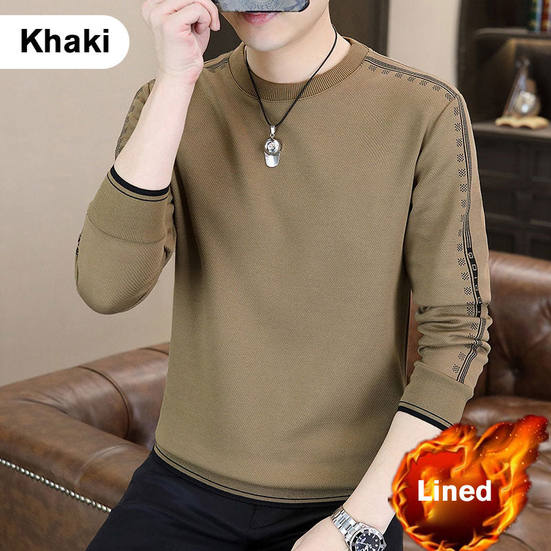 Men's Round Neck Warm Lined Sweatshirt