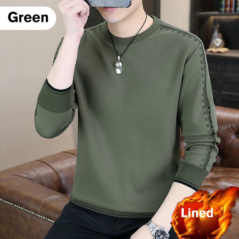 Men's Round Neck Warm Lined Sweatshirt