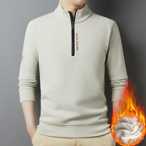 Men's Thickened Waffle Knit Half-Zip Warm Sweater