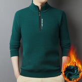 Men's Thickened Waffle Knit Half-Zip Warm Sweater