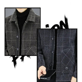 Men's Fashion Plaid Warm Lapel Jacket