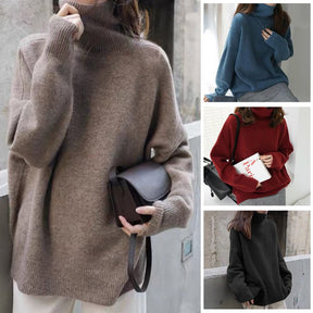 High-necked, padded sweater with a baggy look